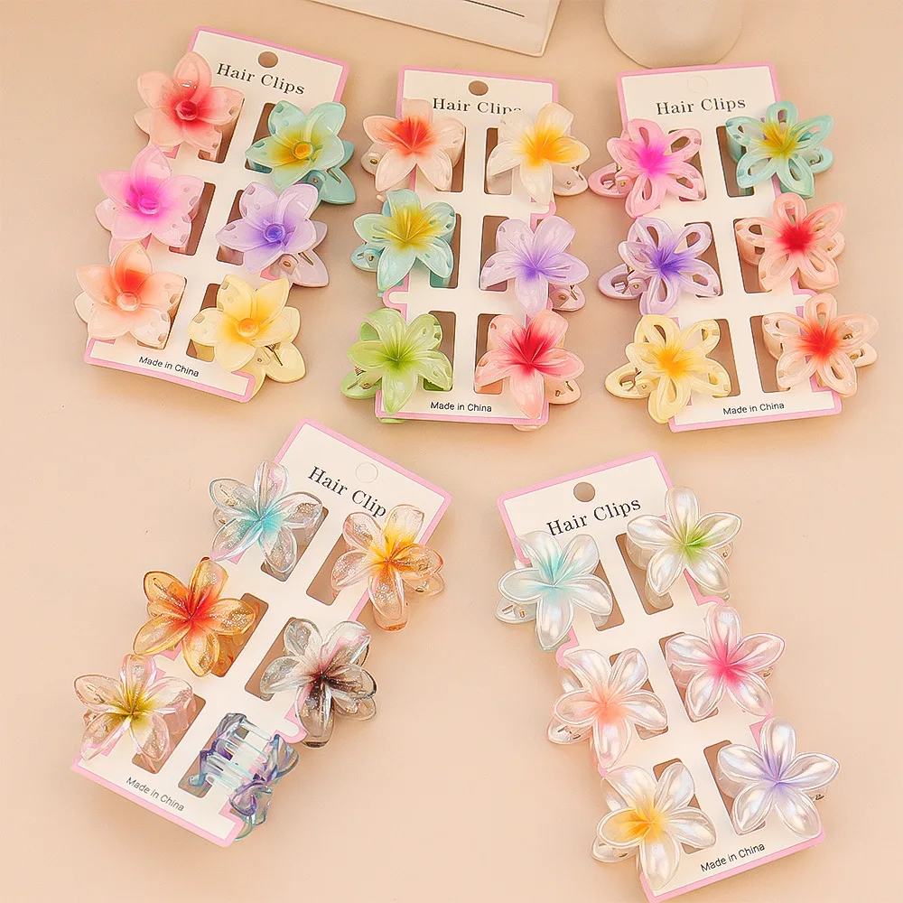Travel Hair Accessories - 6 pçs moda colorida transparente flor