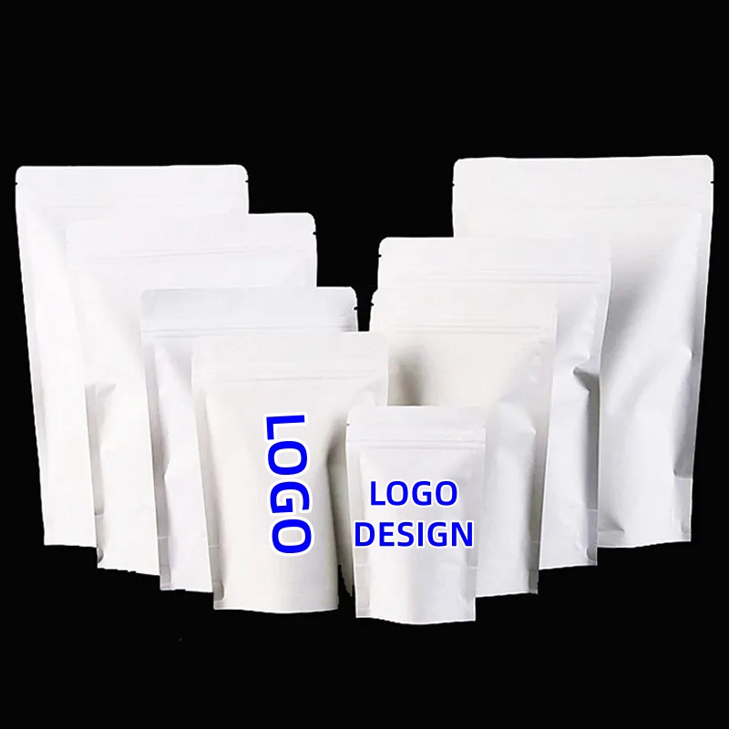 Reusable Zip Bag - 100 Sacos de Papel Branco com