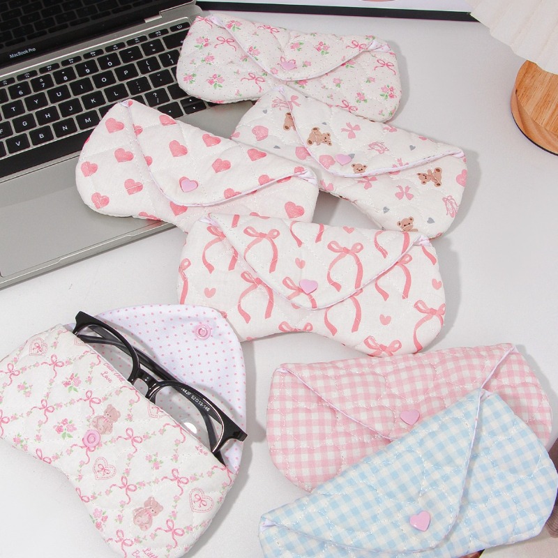 Travel Accessories Pouch For Women - Estojo de Óculos em Tecido Xadrez