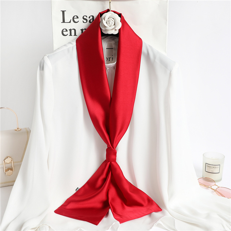 Travel Hair Accessories - Lenço de Seda Longo Vermelho Liso