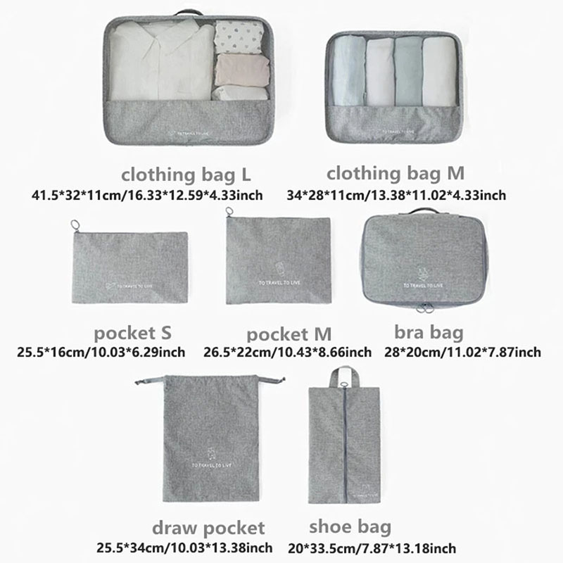 Conjunto de 7 cubos organizado - Travel Accessories Pouch For Women avaliação e preço